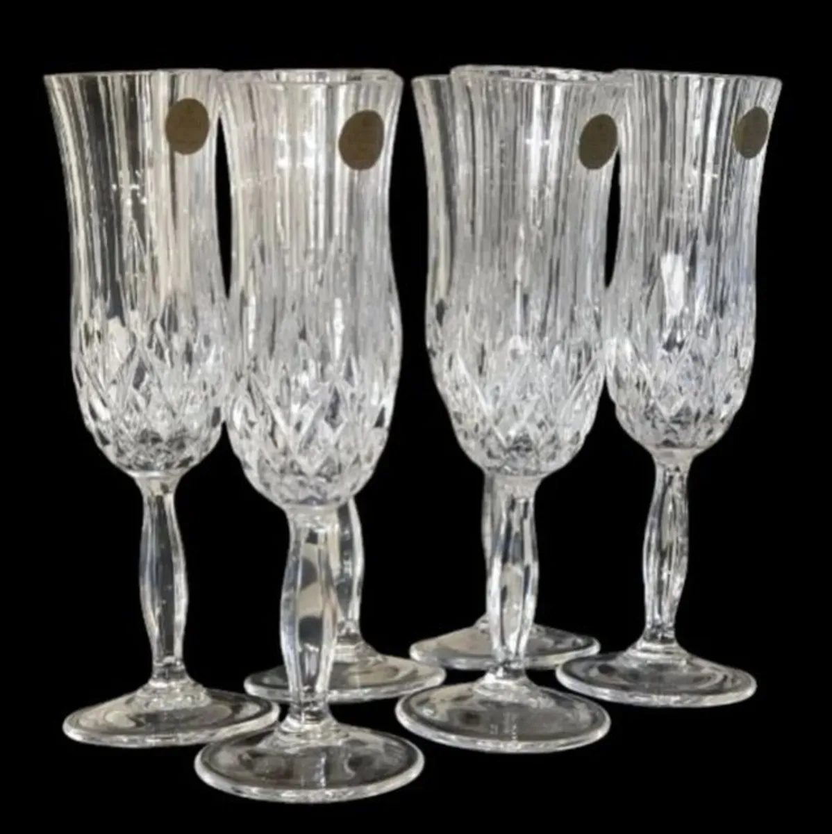 6 x Vintage Royal Doulton Crystal Champagne Flutes - Image 3