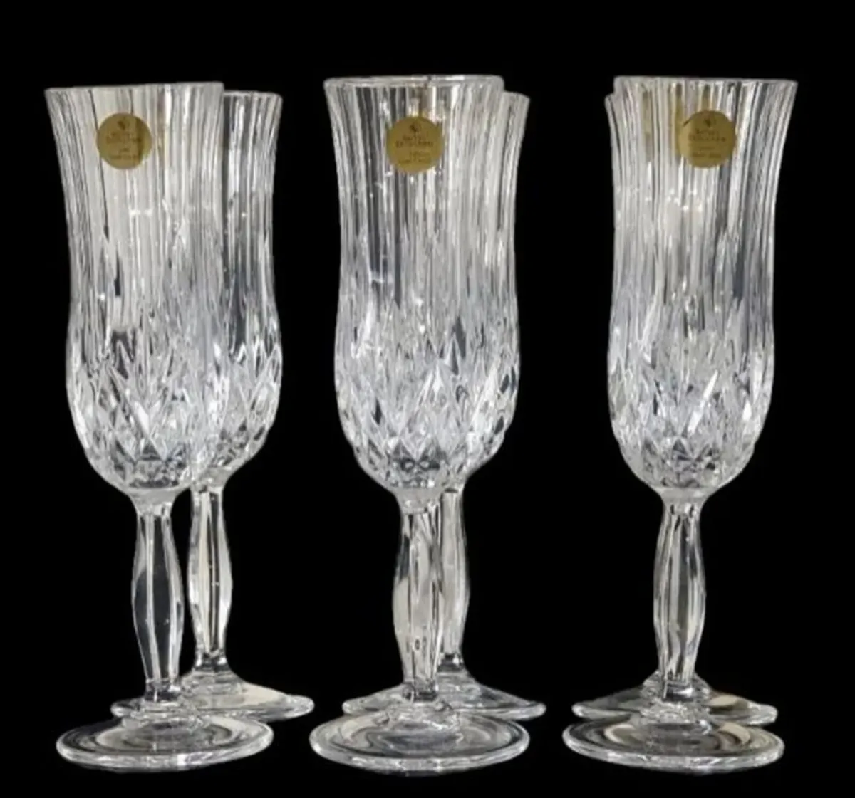 6 x Vintage Royal Doulton Crystal Champagne Flutes - Image 4