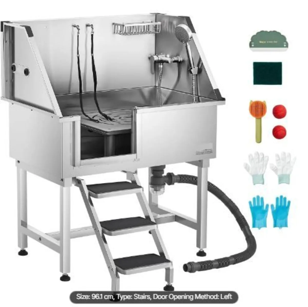 96.5 cm Stainless Steel Dog Washing Station - Image 4