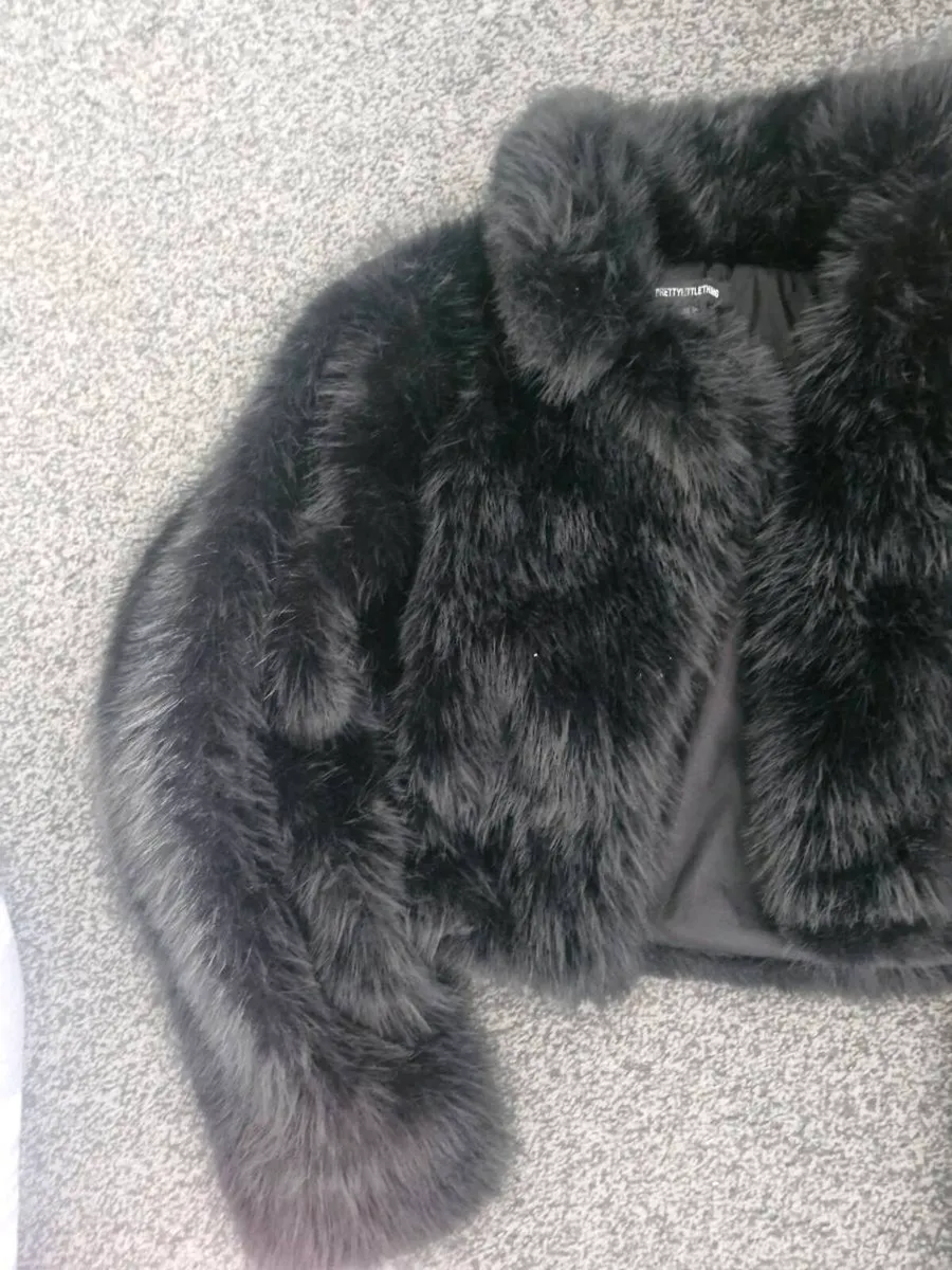 Black faux fur coat - Image 2