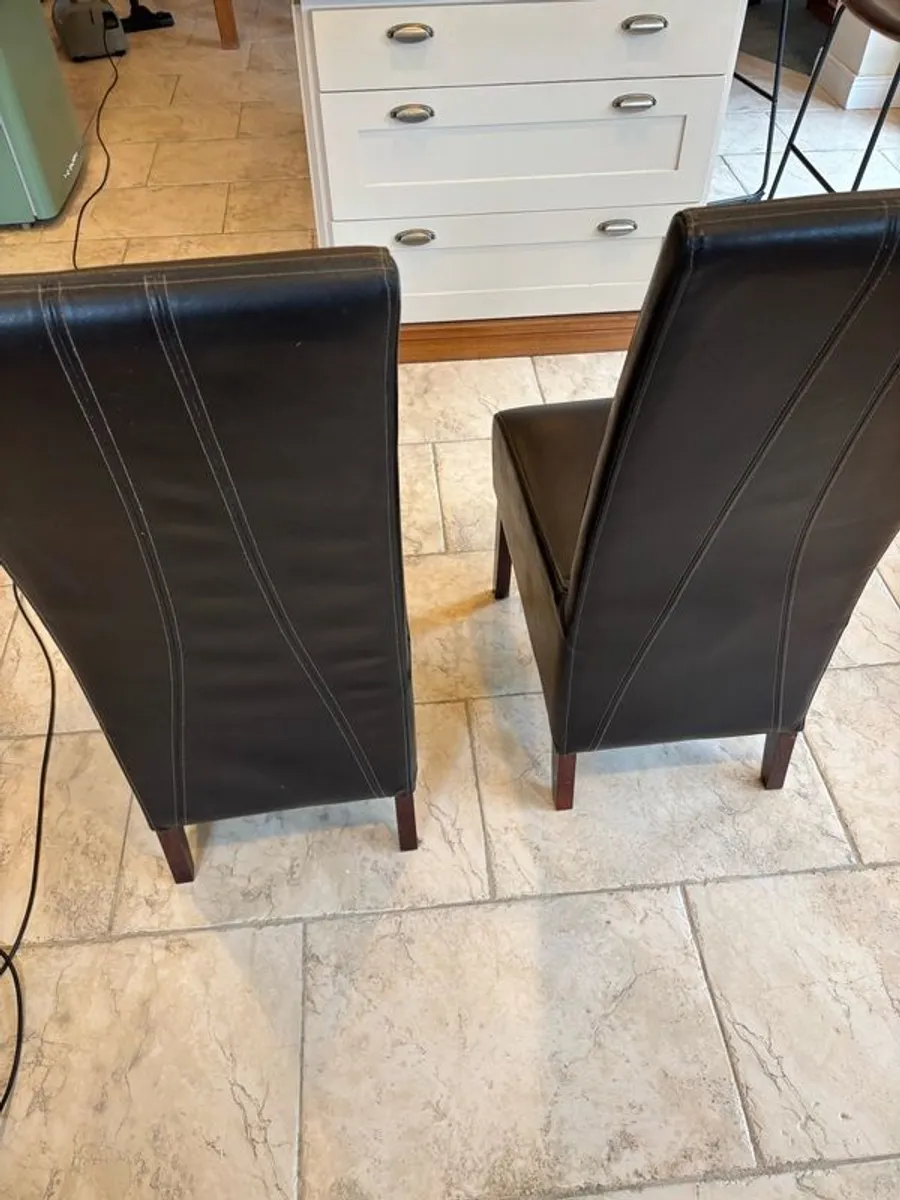 Six leather dining leather chairs - Image 2
