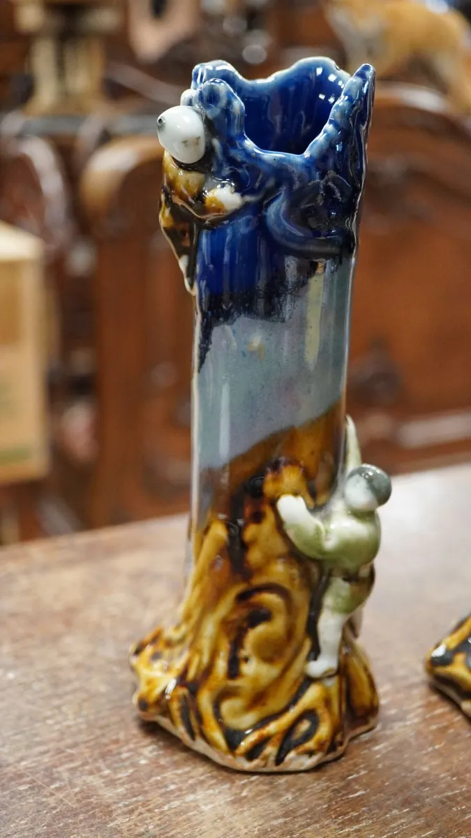 Pair of Antique Japanese Figural Spill Vases - Image 2