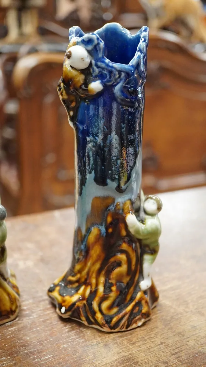 Pair of Antique Japanese Figural Spill Vases - Image 3