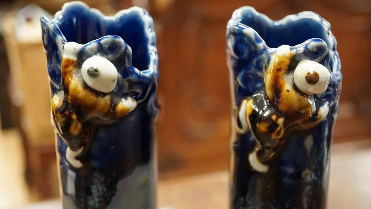 Pair of Antique Japanese Figural Spill Vases - Image 4