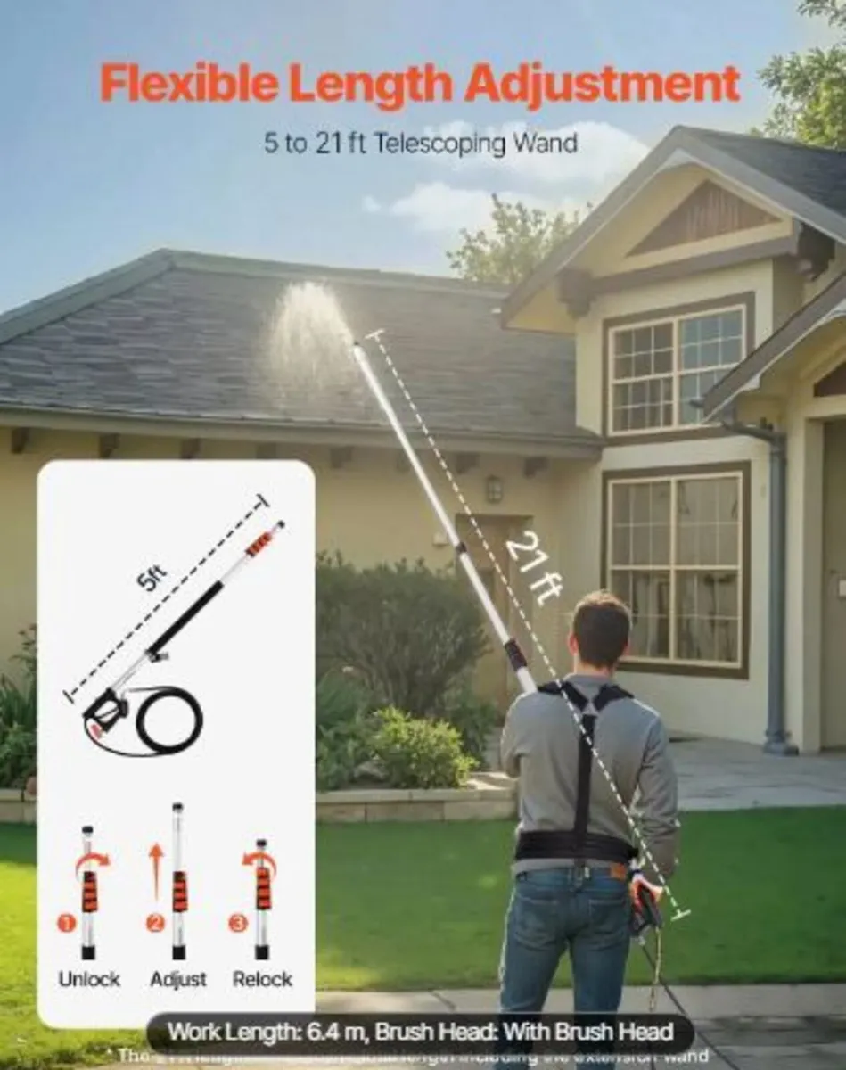 Pressure Washer Telescoping Wand, 24 ft - Image 2