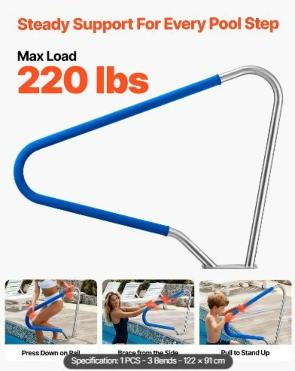Pool Rail, 122 x 91.5 cm Pool Handrail - Image 3