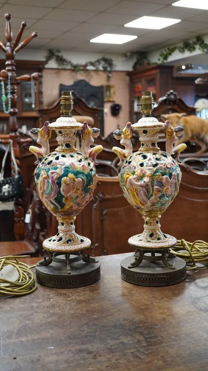 Pair of Mid-Century Capodimonte Angel Table Lamps - Image 1