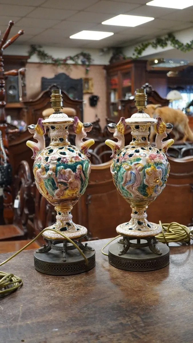 Pair of Mid-Century Capodimonte Angel Table Lamps - Image 2