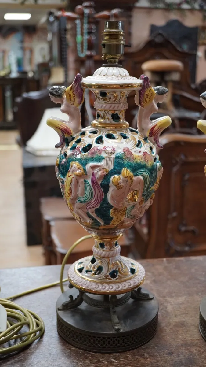 Pair of Mid-Century Capodimonte Angel Table Lamps - Image 3