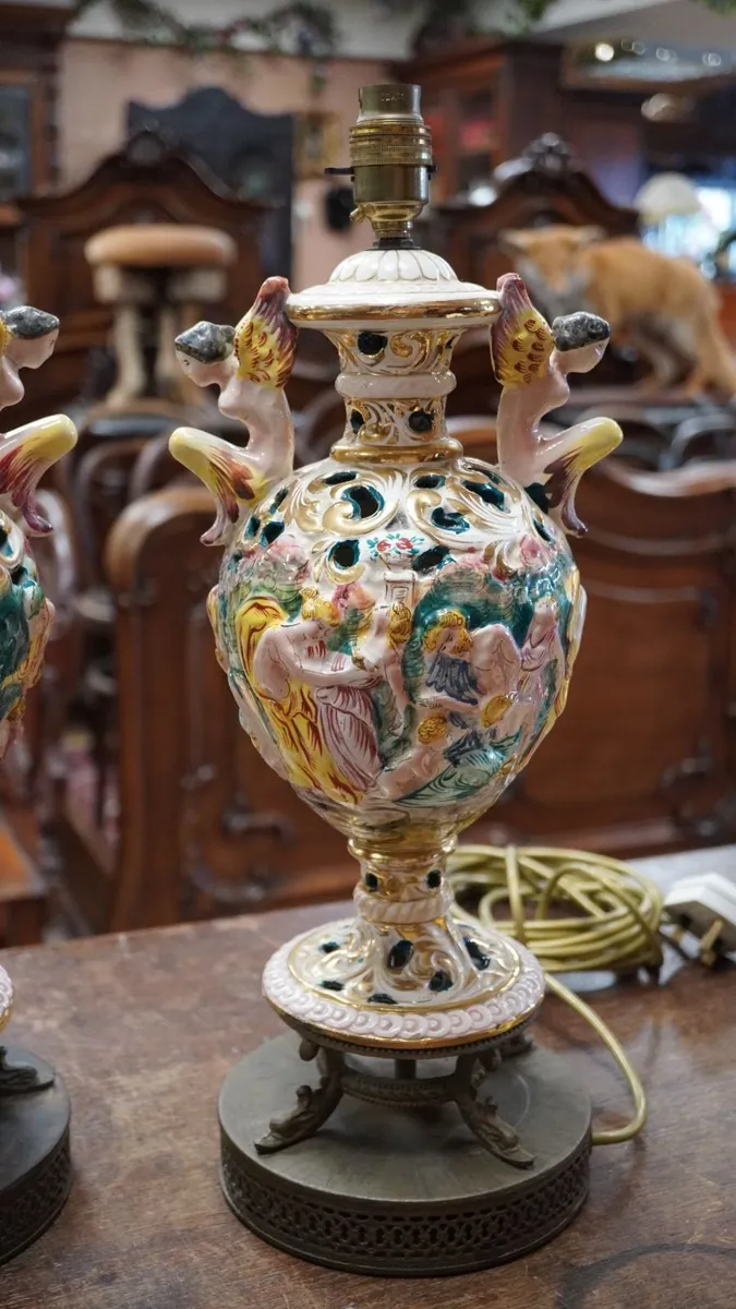 Pair of Mid-Century Capodimonte Angel Table Lamps - Image 4