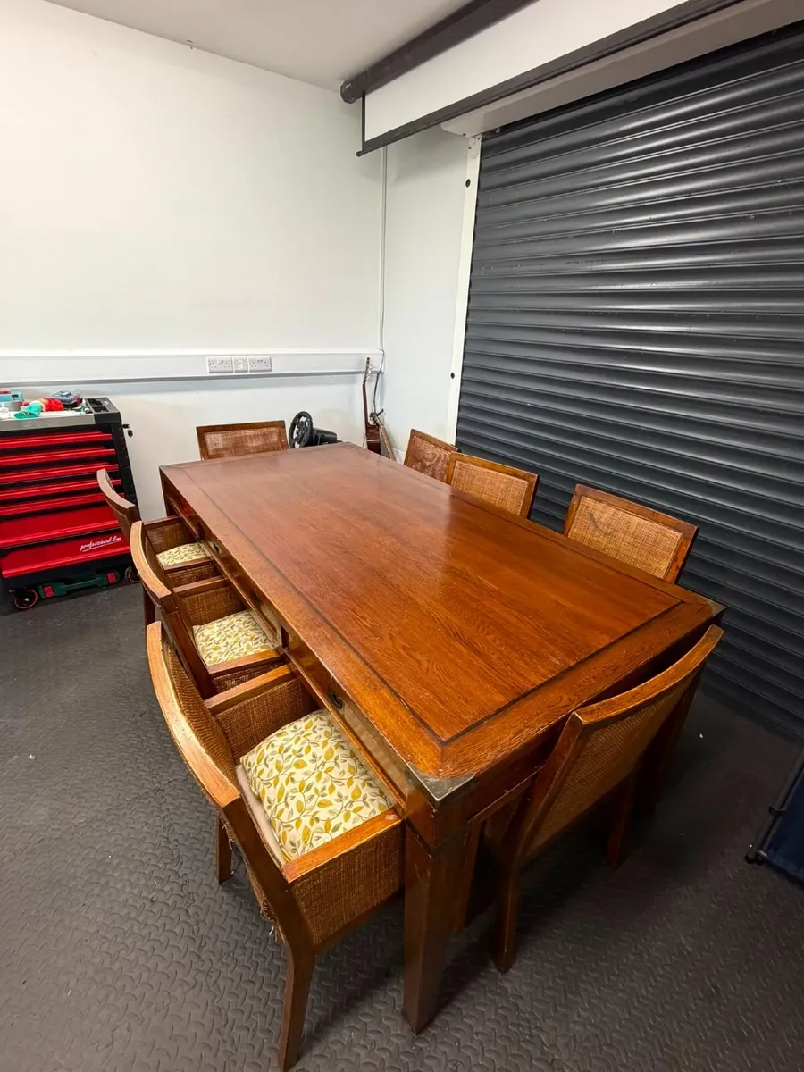 Large Hardwood Dining Table & 8 Chairs - Image 2