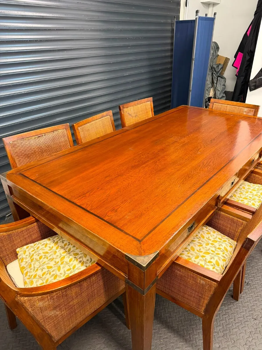 Large Hardwood Dining Table & 8 Chairs - Image 3