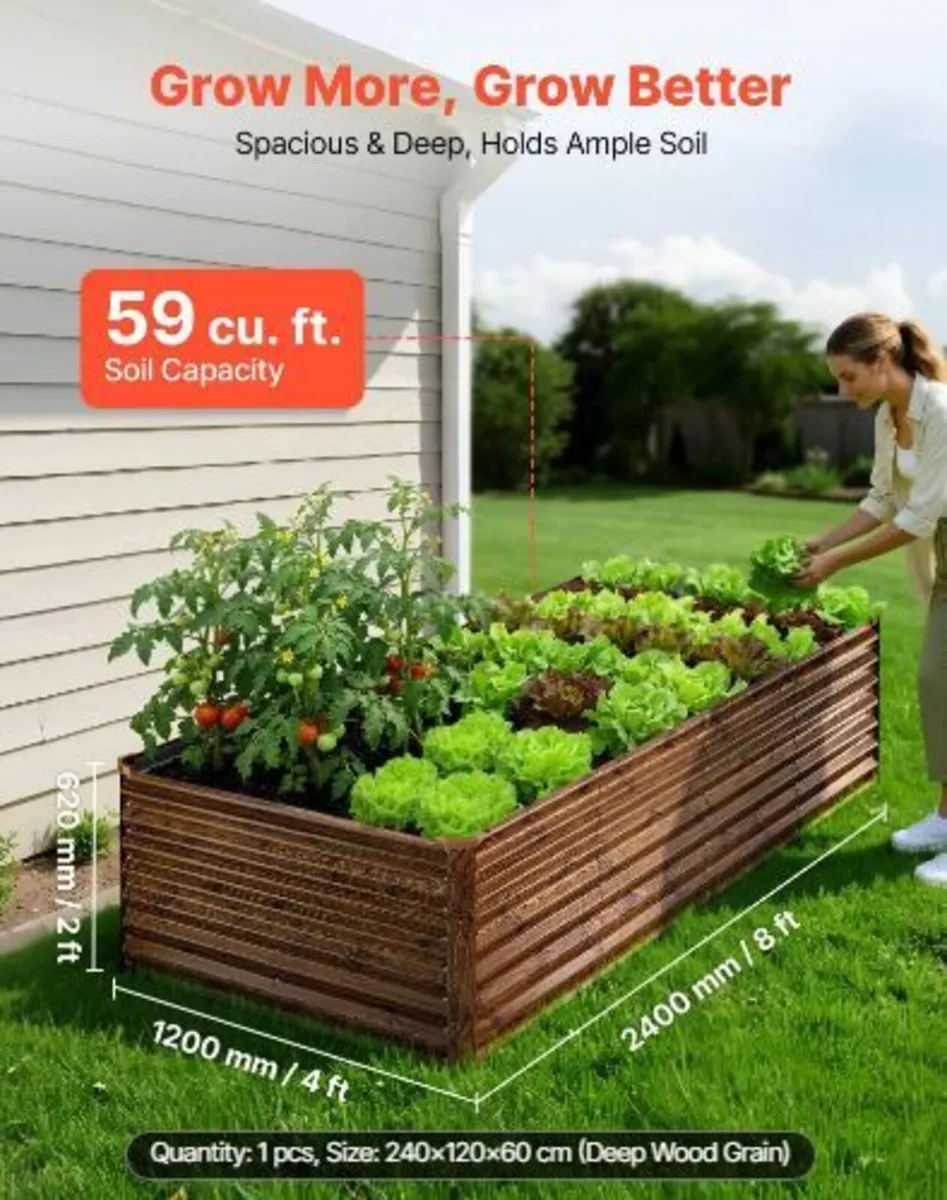 Galvanized Raised Garden Bed, 240 x 120 x 62 cm - Image 2
