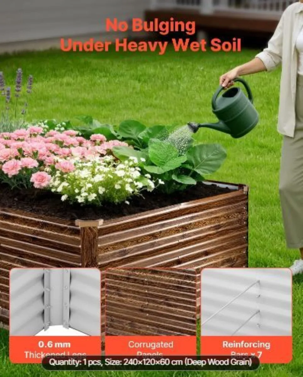 Galvanized Raised Garden Bed, 240 x 120 x 62 cm - Image 4