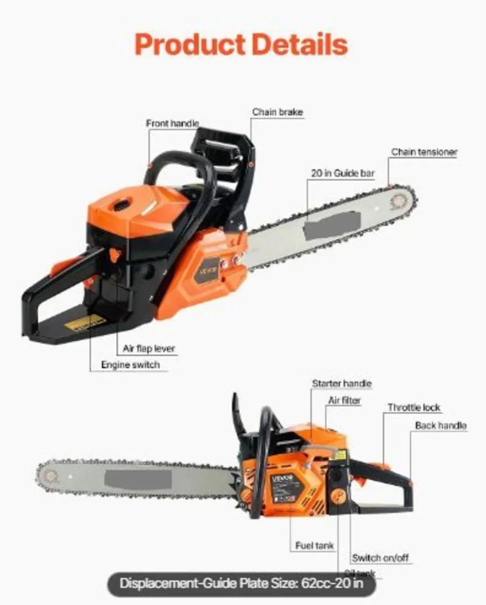 62 cc Gas Chainsaw, 20 inch - Image 4