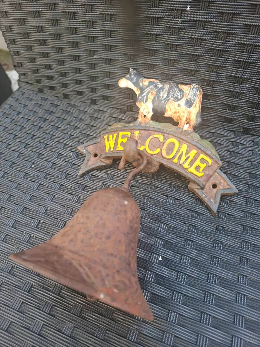 Vintage outdoor garden "WELCOME" cast iron Bell - Image 2