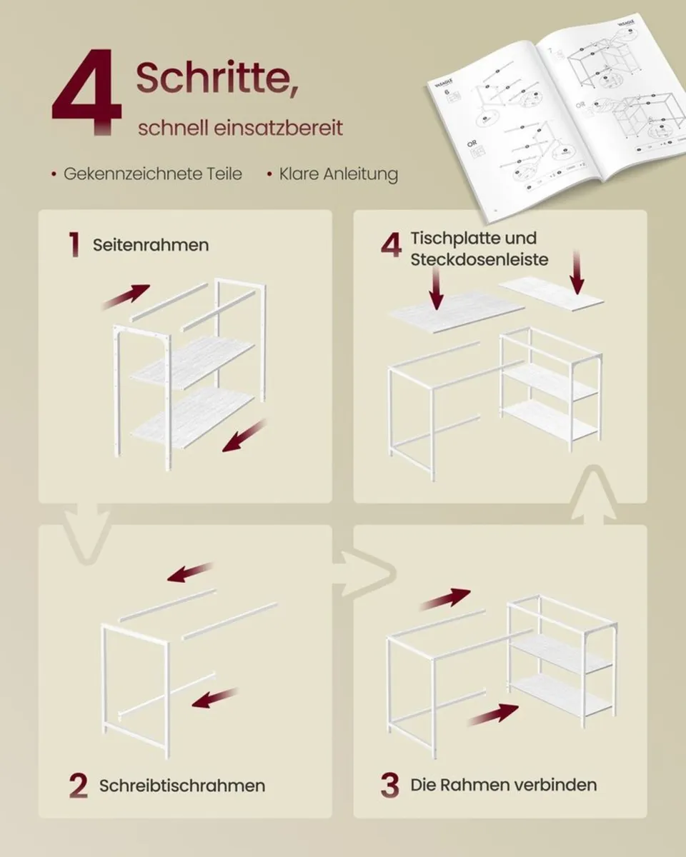 L Shaped Corner Desk with Storage Shelves - Image 3
