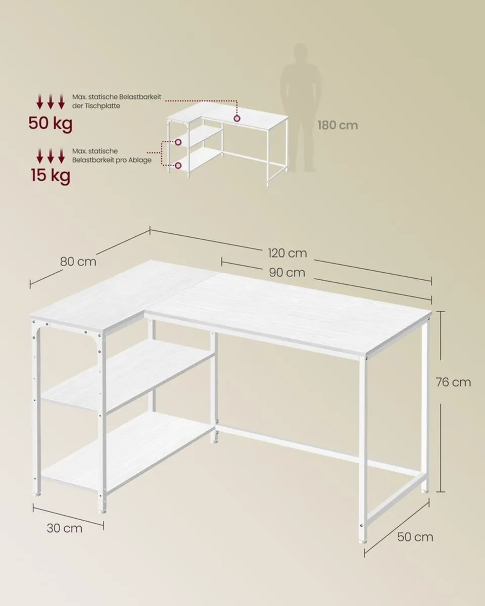 L Shaped Corner Desk with Storage Shelves - Image 4