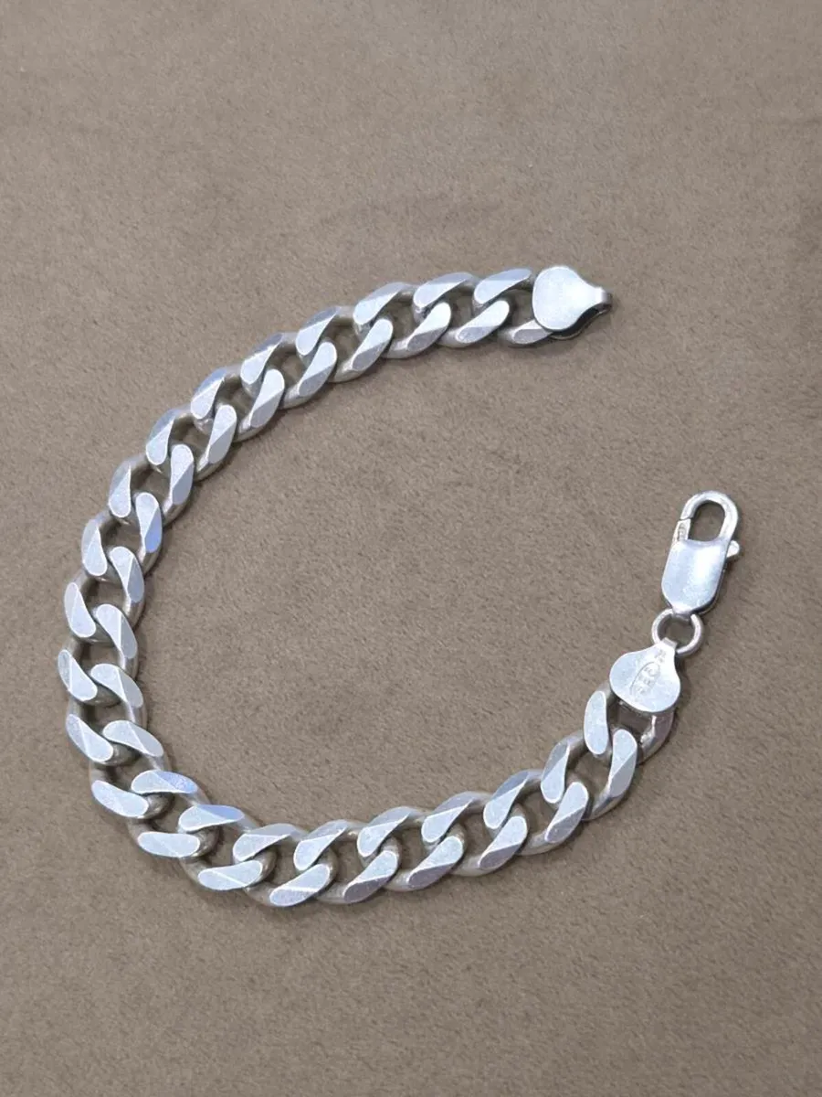 925 sterling silver curb bracelet 9mm x 7.5 inches - Image 1