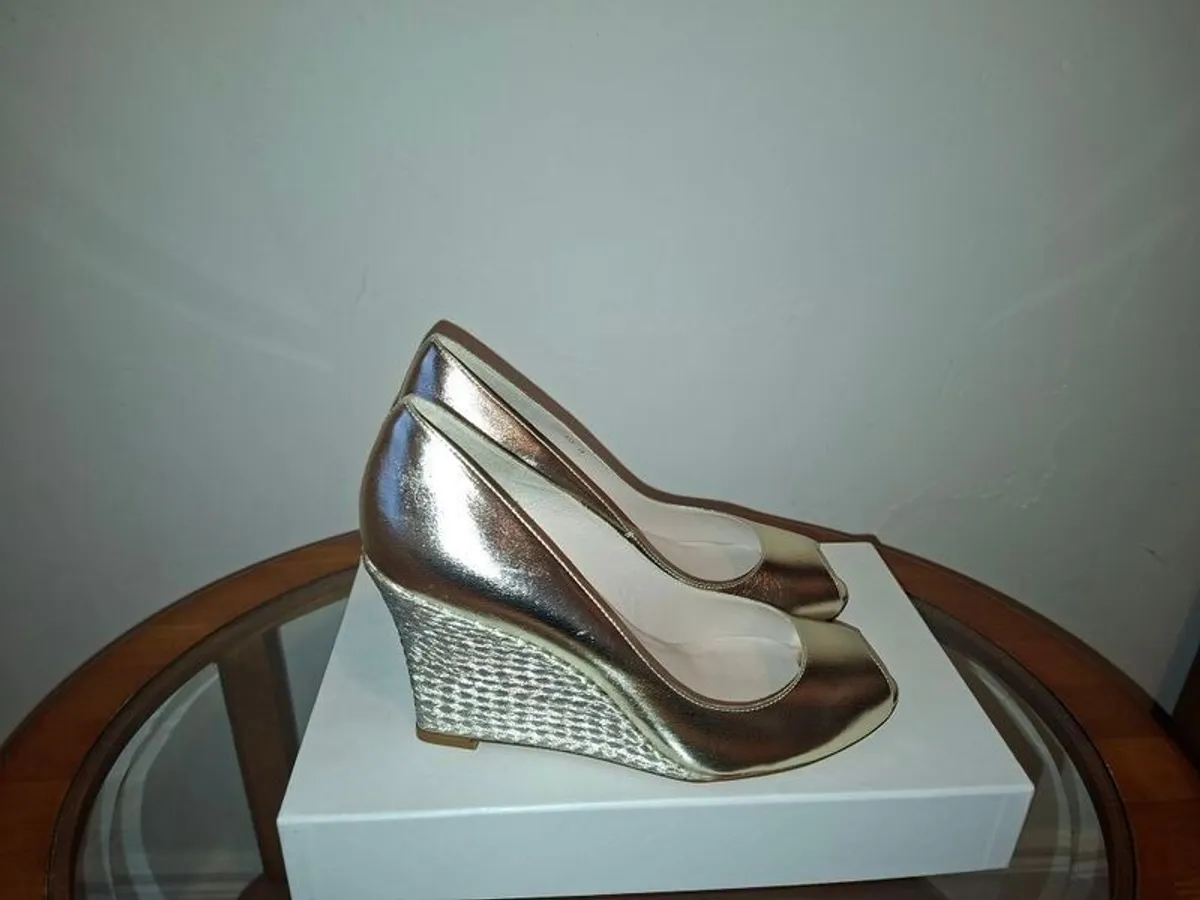 LK Bennett Estella Gold Wedges Size 6 - Image 1
