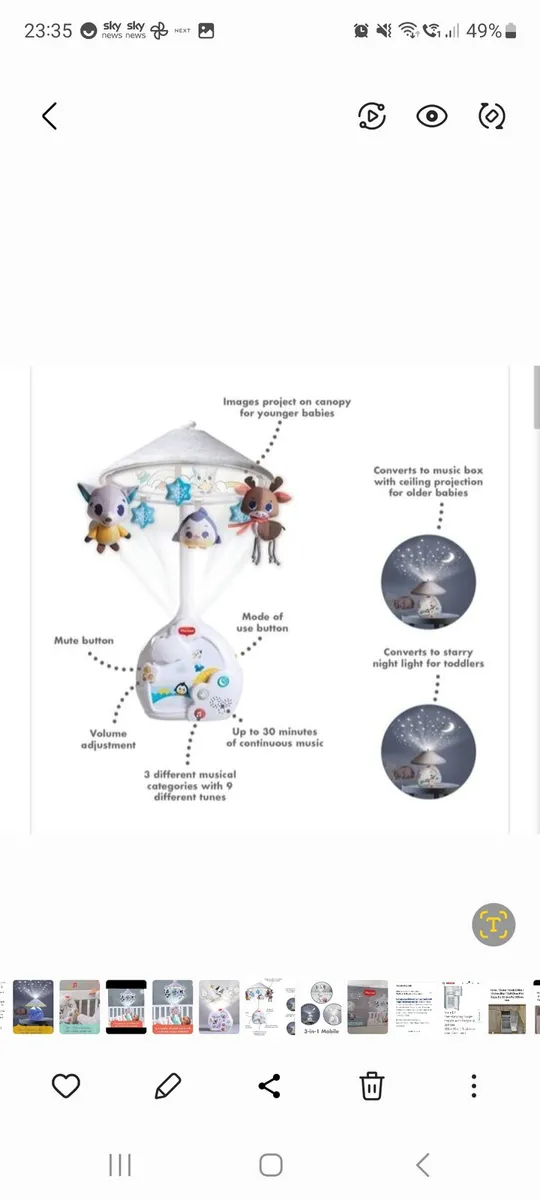 Tiny Love Magical Night 3in1 Mobile Cot Projector - Image 2