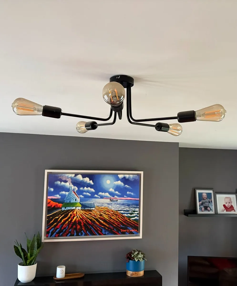 Modern Black Ceiling Light + 5 smart bulbs - Image 1