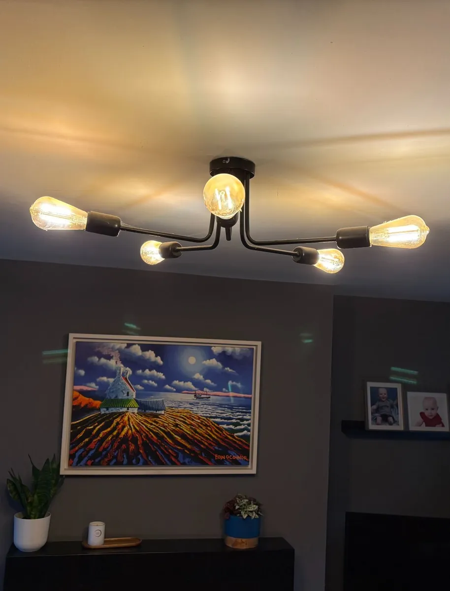 Modern Black Ceiling Light + 5 smart bulbs - Image 2