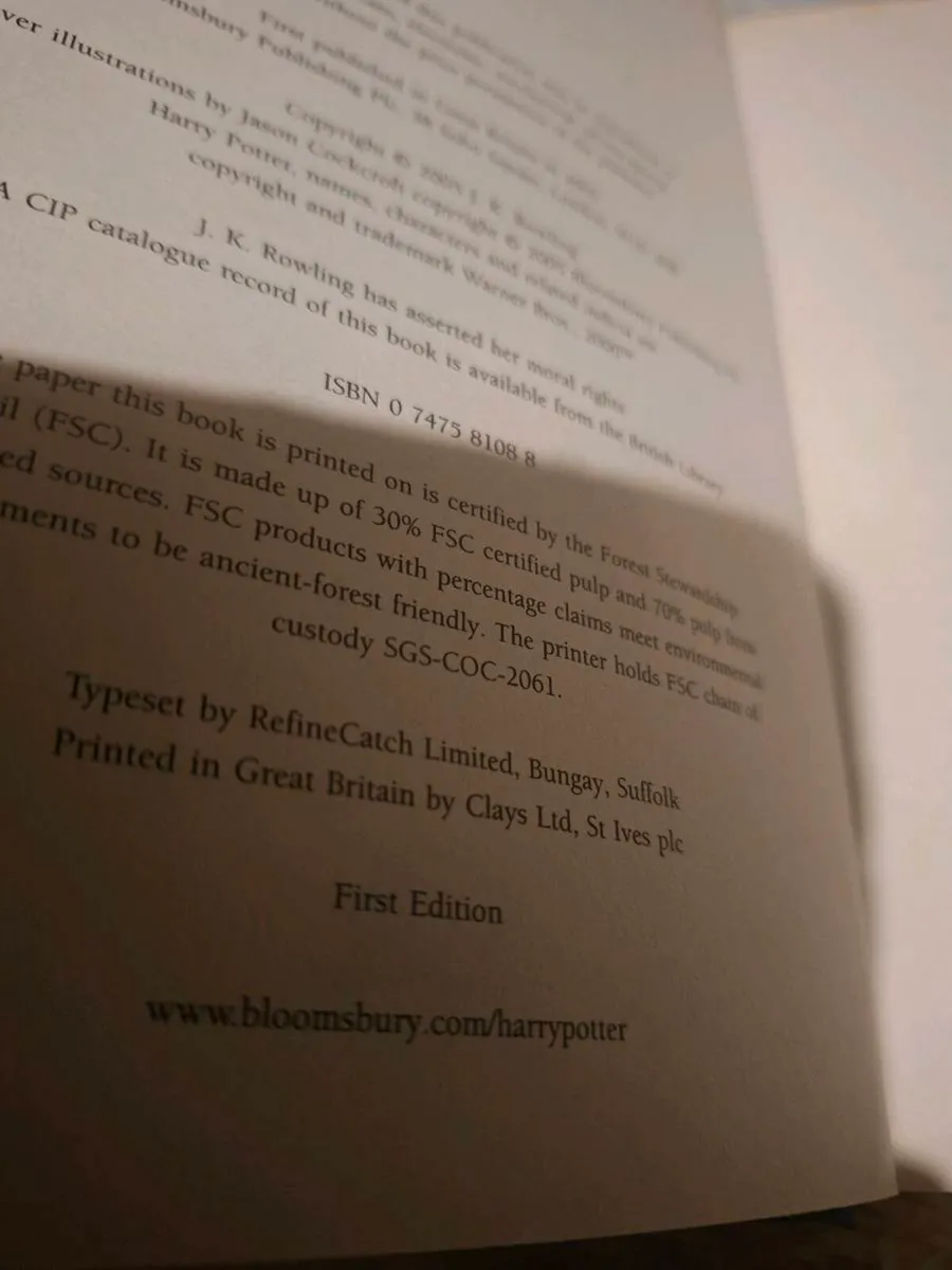 Harry Potter First UK Bloomsbury Edition Hardback - Image 3