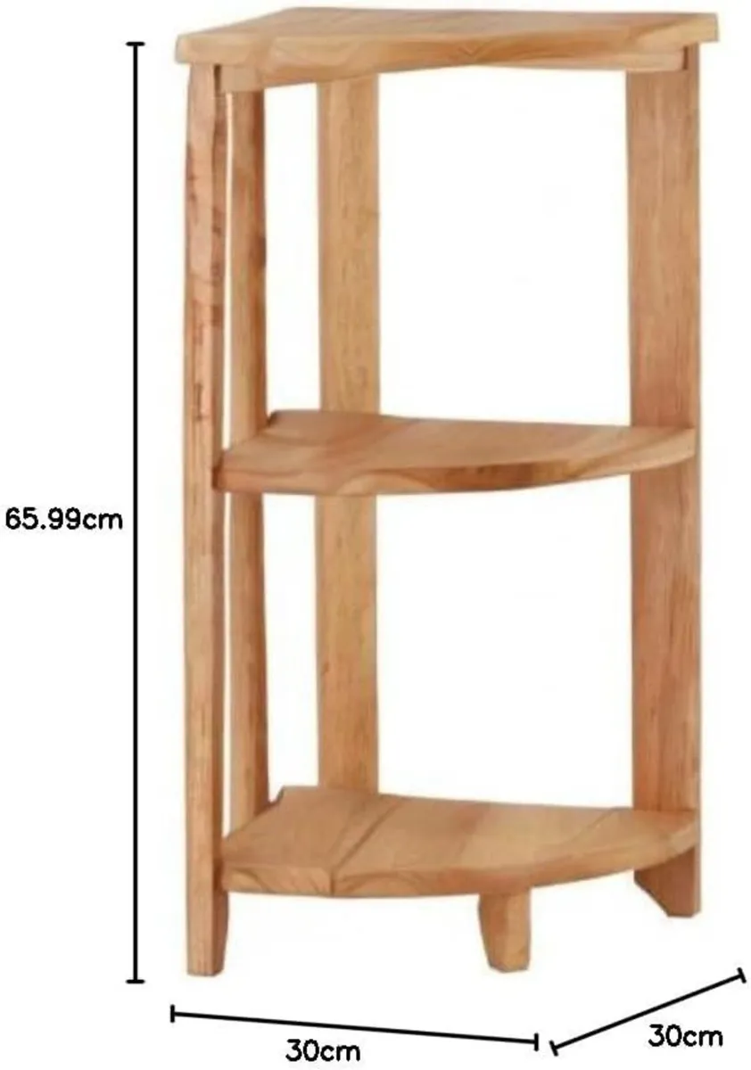 Shelving Unit Wooden Corner Shelf Bathroom Plant - Image 2