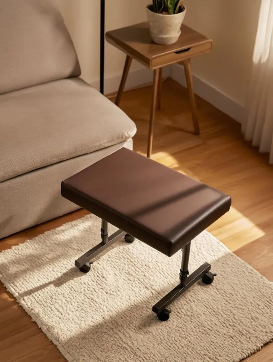 Height Adjustable Leg Rest Stool with Castors Feet - Image 3