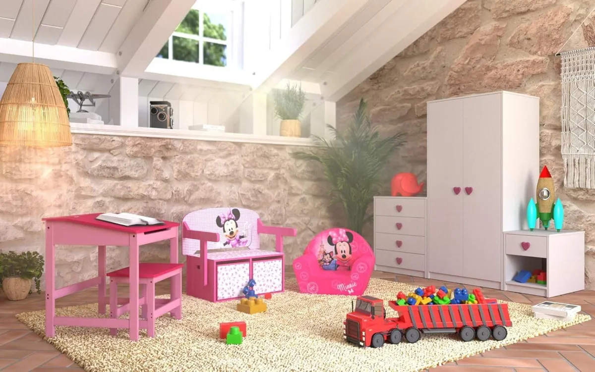 Kids Desk with Stool Wooden Children’s Study Table - Image 2