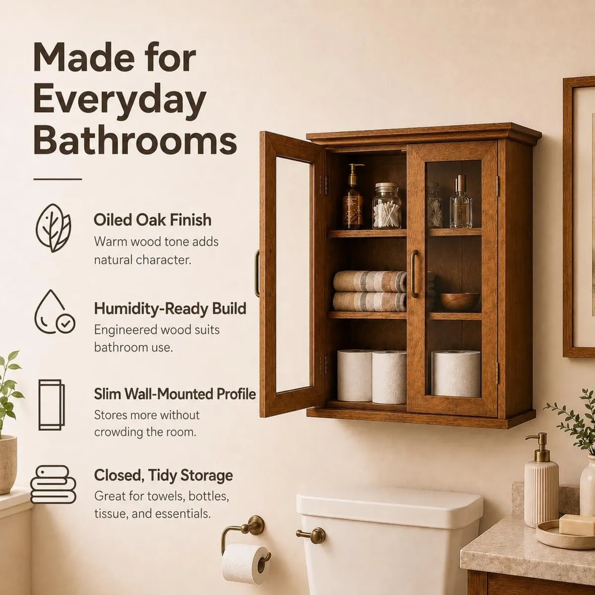 Avery Two-Door Wall Cabinet Oiled Oak Veneer - Image 4