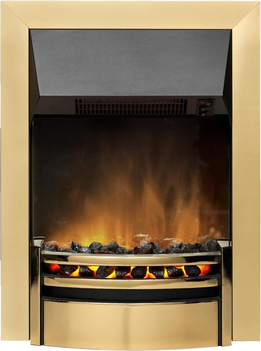Kansas Optiflame 2KW Inset Electric Fire Brass - Image 1