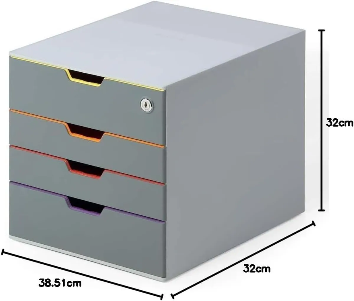 Varicolor 4 Lockable Drawer Unit Desktop Set - Image 3