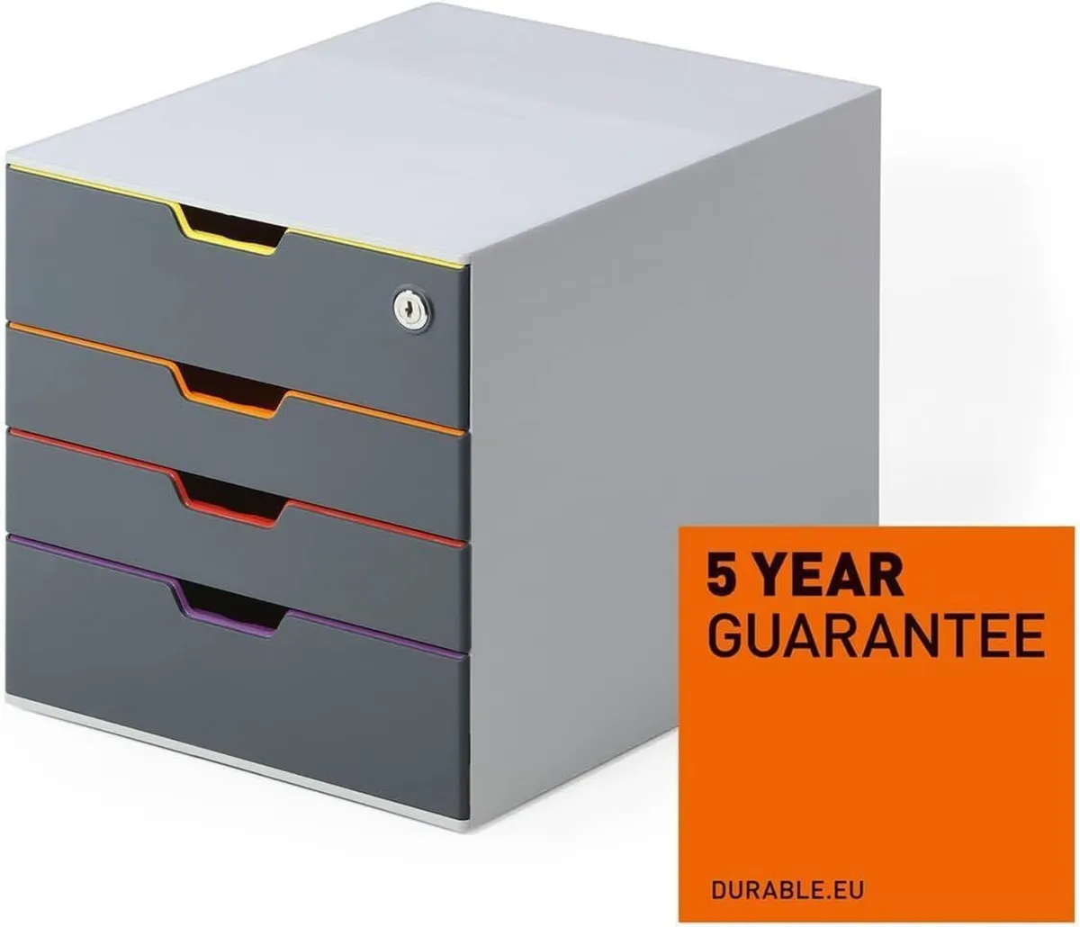 Varicolor 4 Lockable Drawer Unit Desktop Set - Image 4