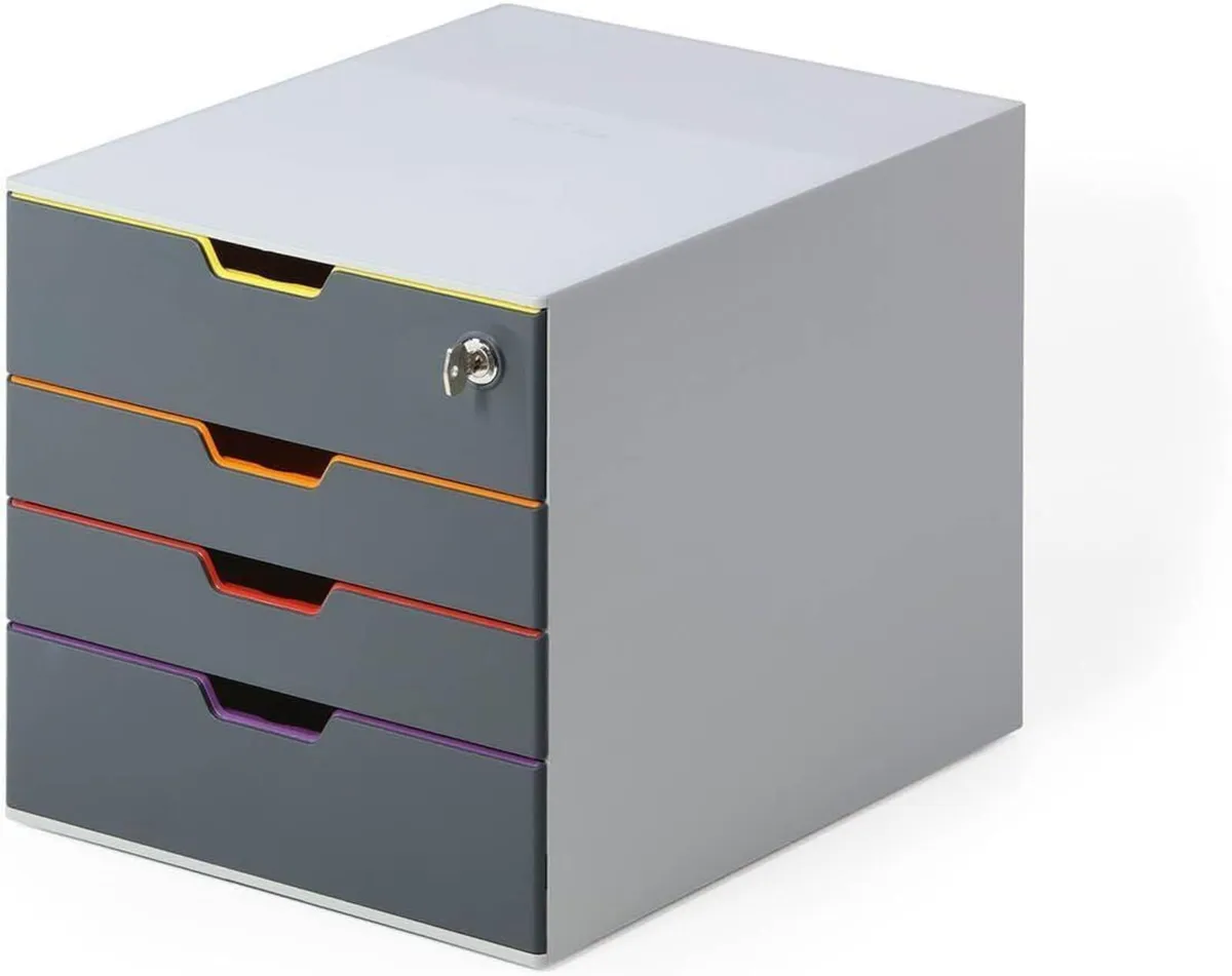 Varicolor 4 Lockable Drawer Unit Desktop Set - Image 1