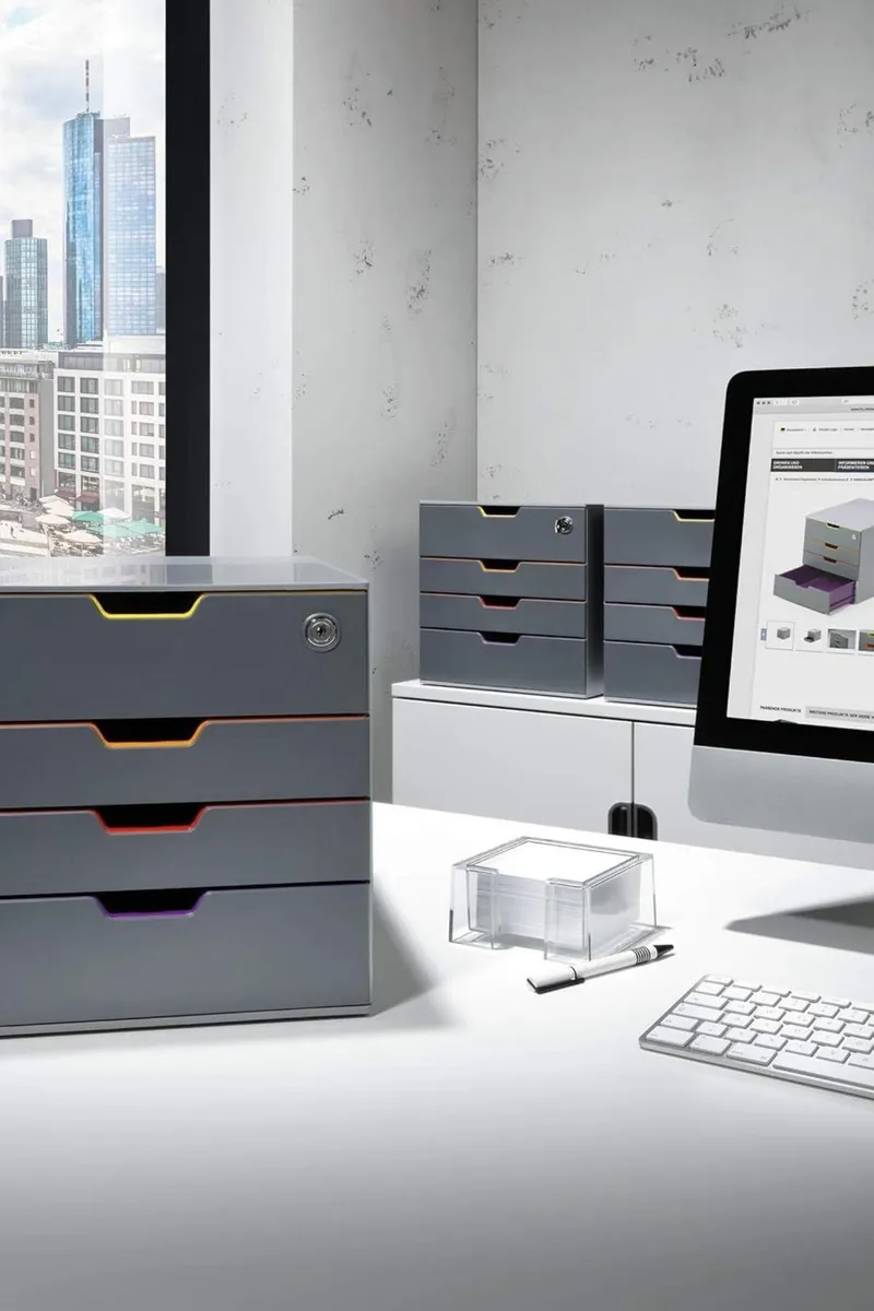 Varicolor 4 Lockable Drawer Unit Desktop Set - Image 2