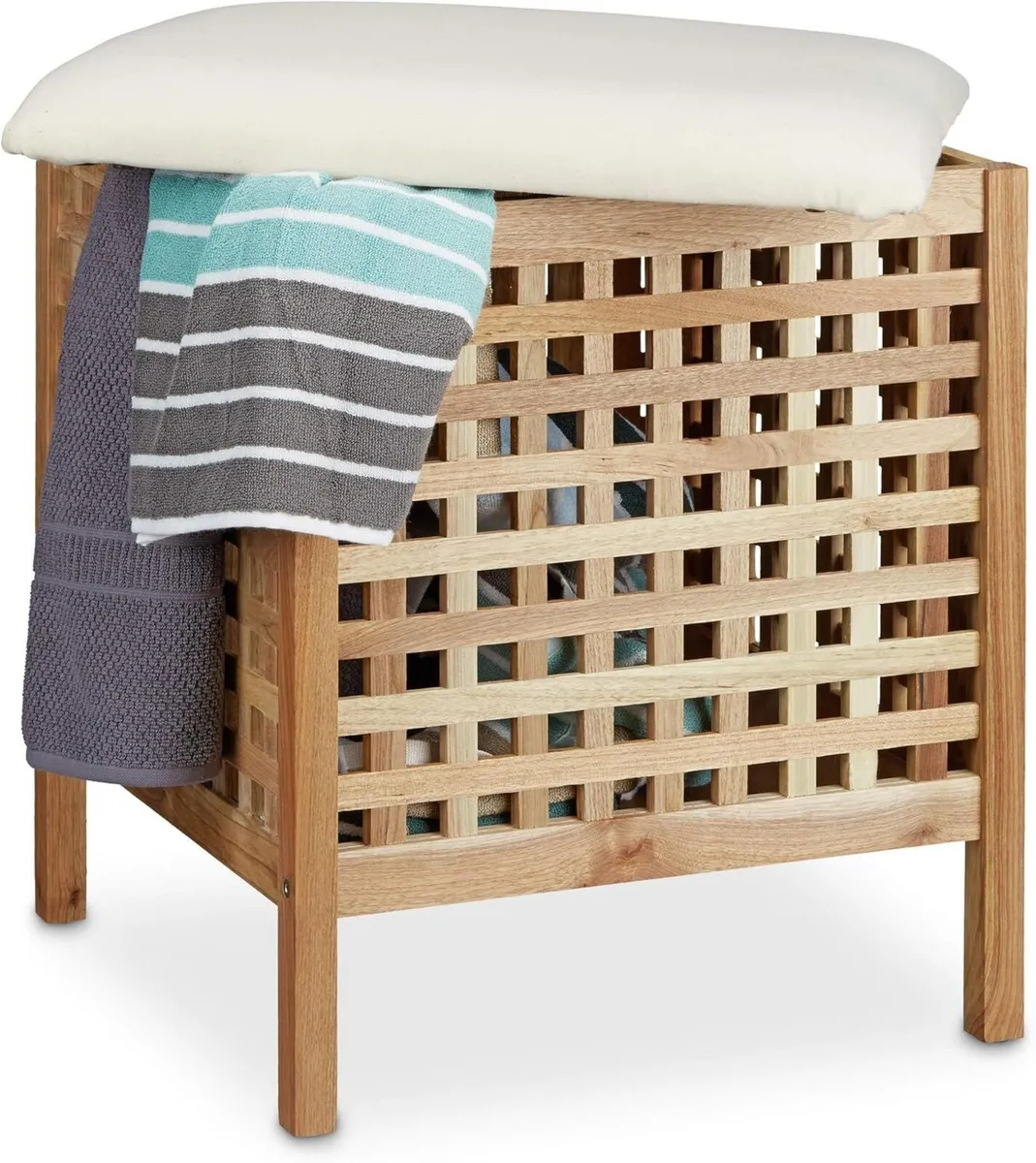 Walnut Storage Seat with Hamper - Image 1