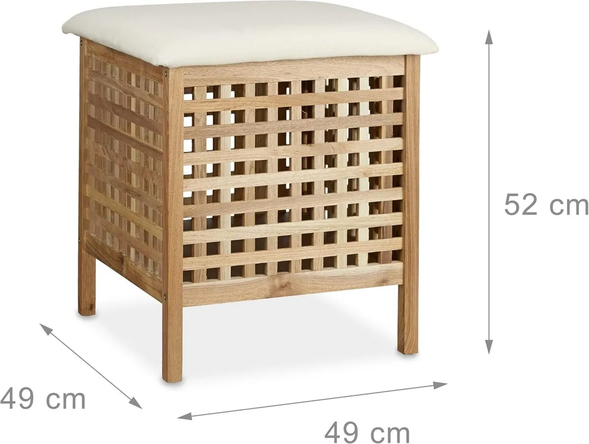 Walnut Storage Seat with Hamper - Image 3