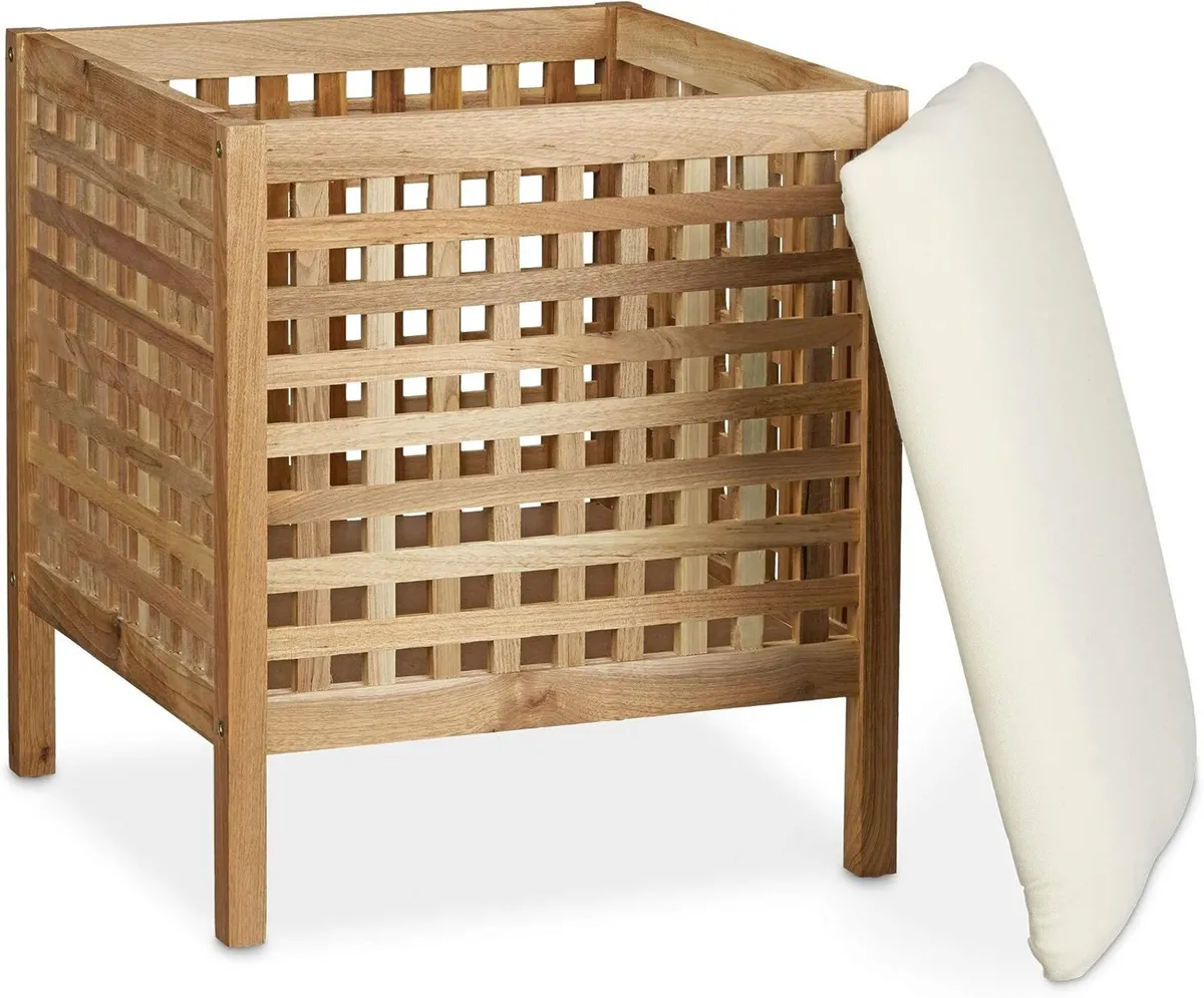 Walnut Storage Seat with Hamper - Image 4