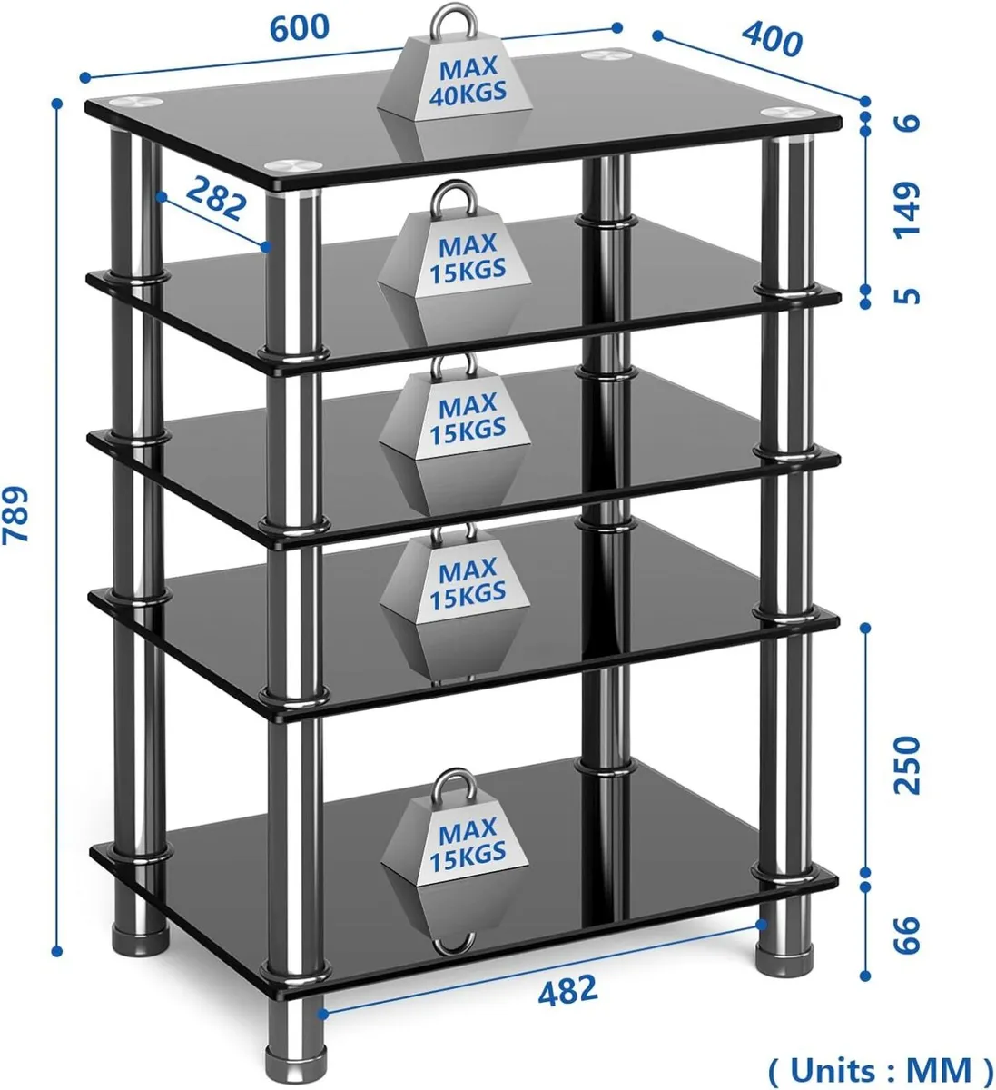 Hifi Racks and Stands Audio Rack Cabinet Av - Image 3