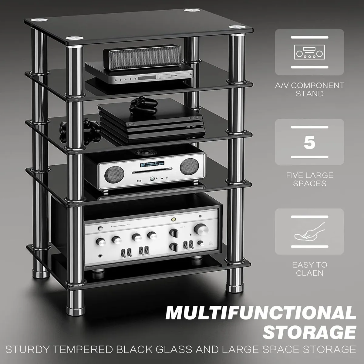 Hifi Racks and Stands Audio Rack Cabinet Av - Image 4