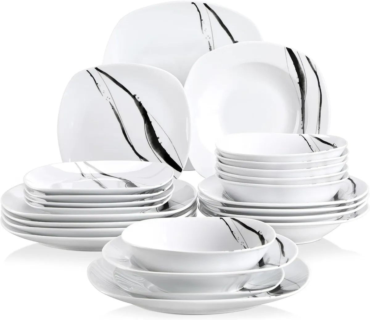 teresa' 24-Piece Dinner Set Lines Pattern - Image 1