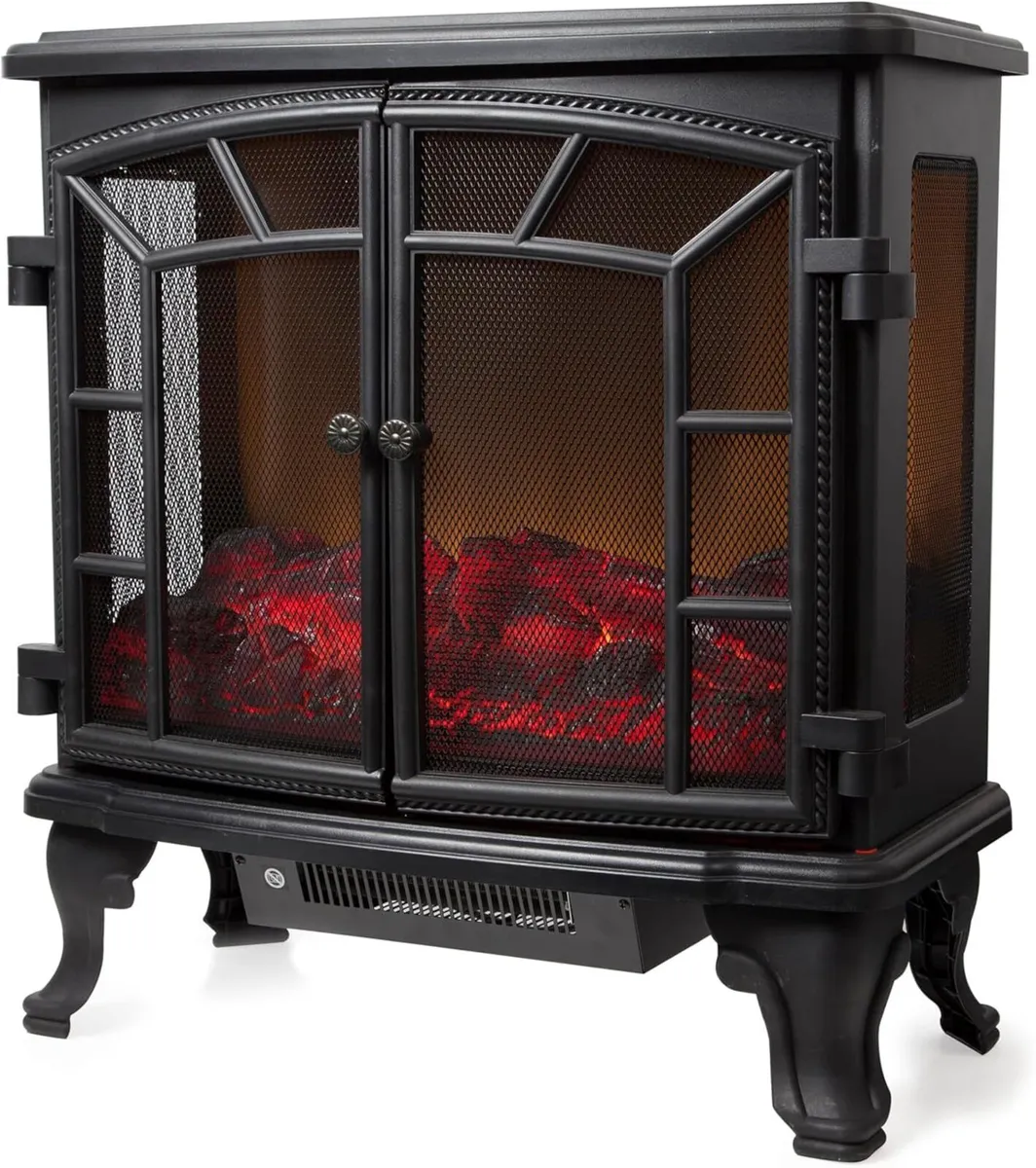 Portable Electric Double Door Fireplace Heater - Image 1