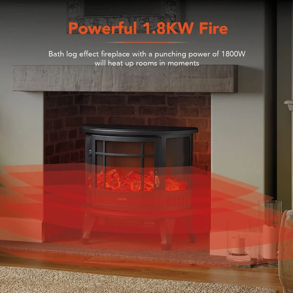 Bath Log Effect Fire with Adjustable Temperature - Image 3