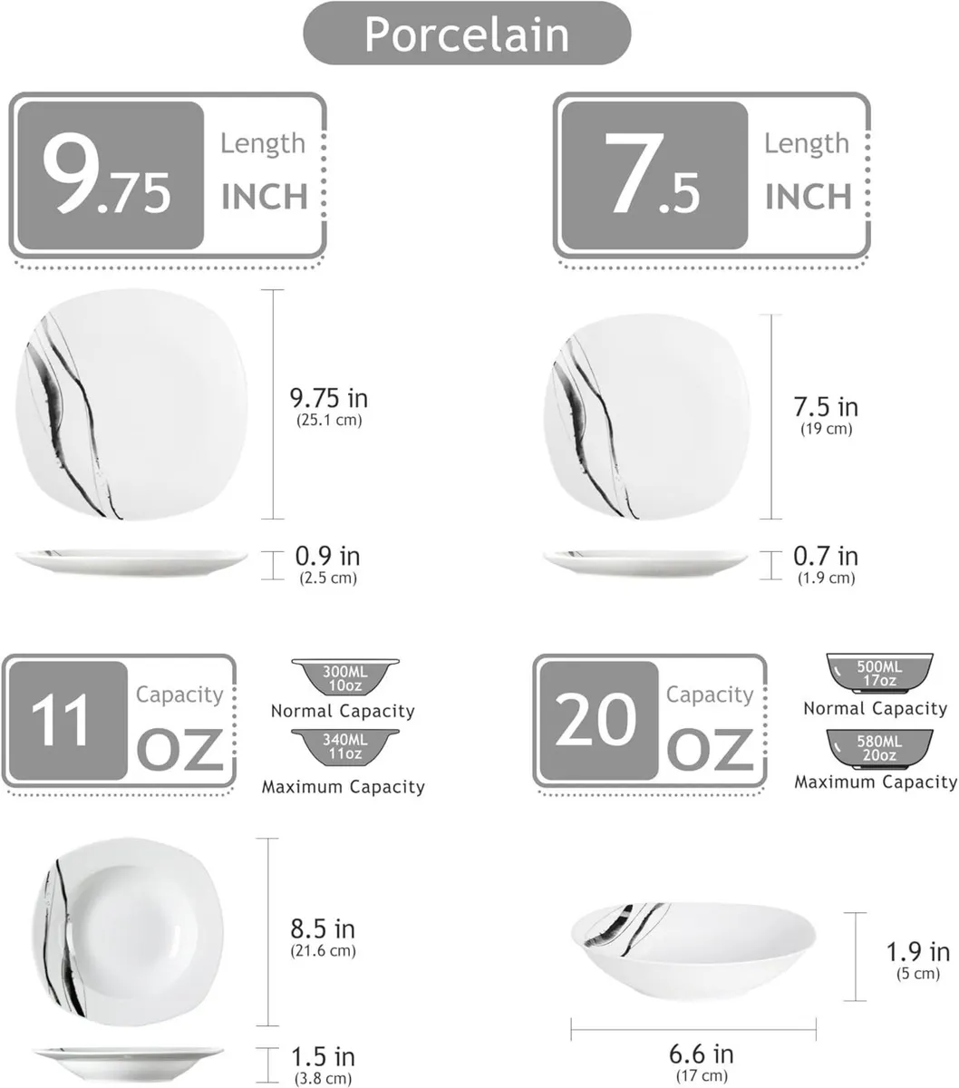 teresa' 24-Piece Dinner Set Lines Pattern - Image 3