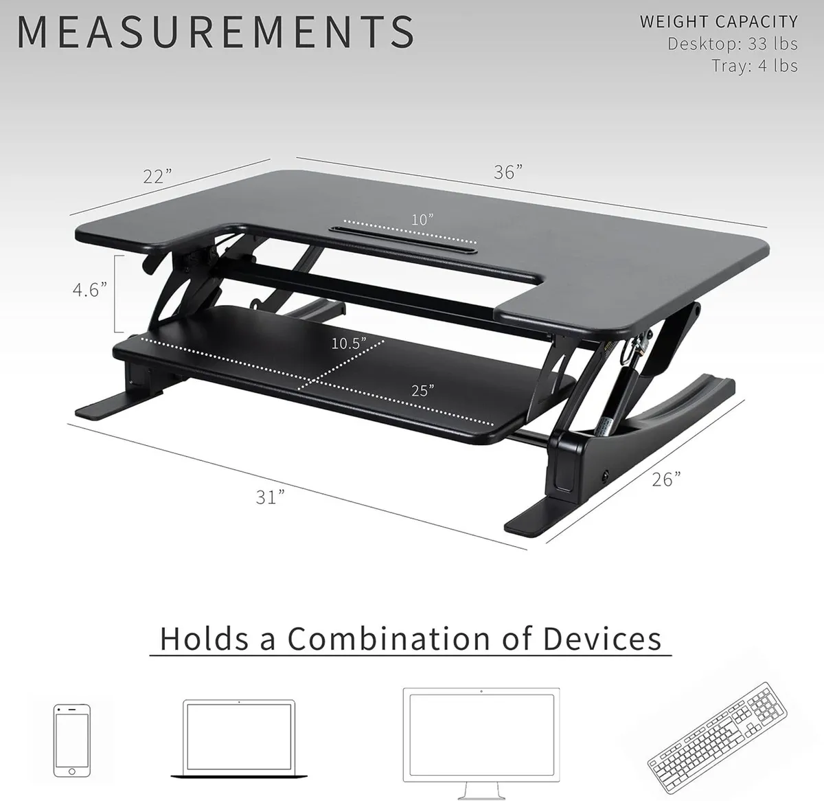 Adjustable Stand Up Desk Converter - Image 3