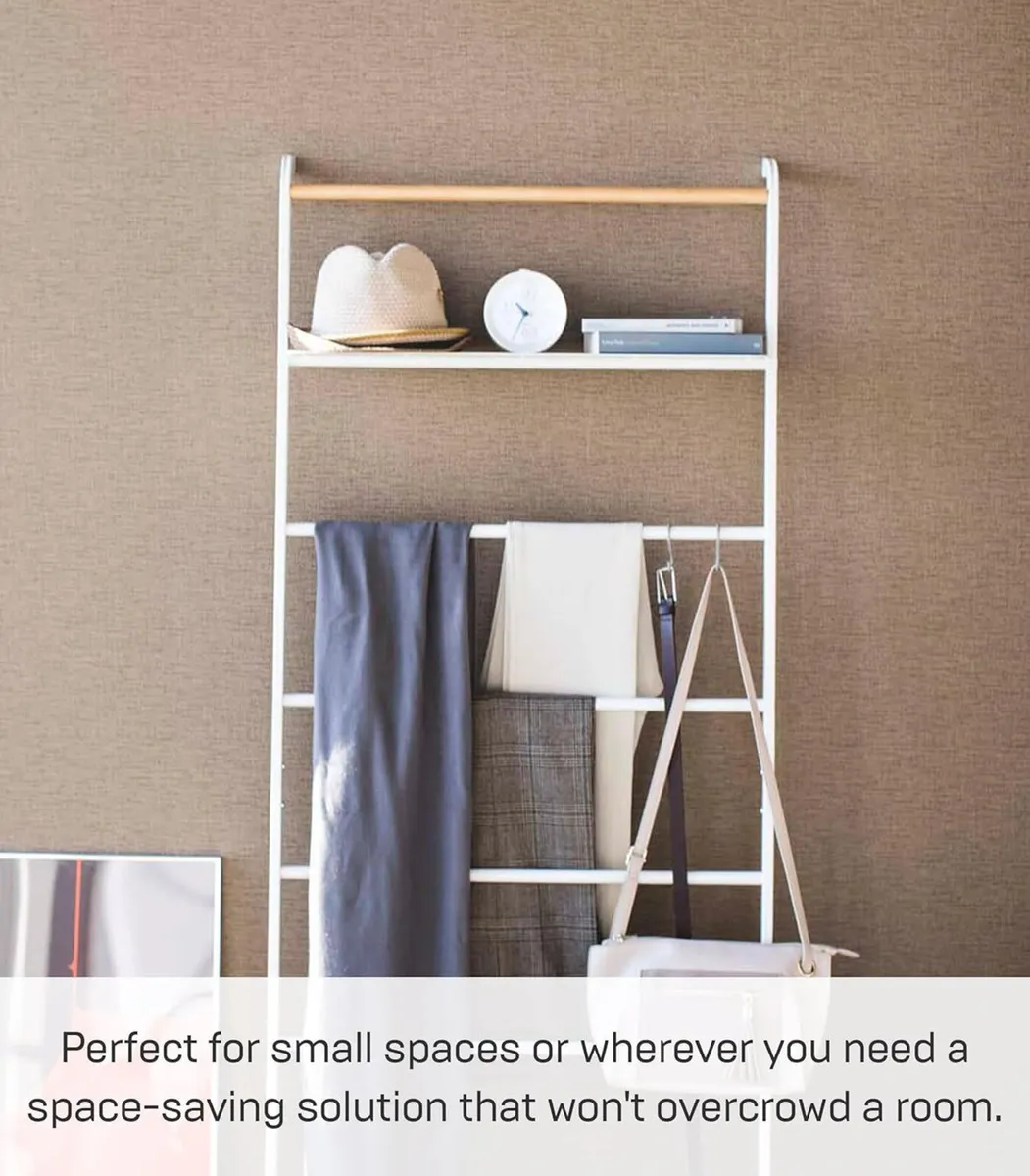 Ladder Hanger with Shelf Steel Wood Minimalist - Image 4