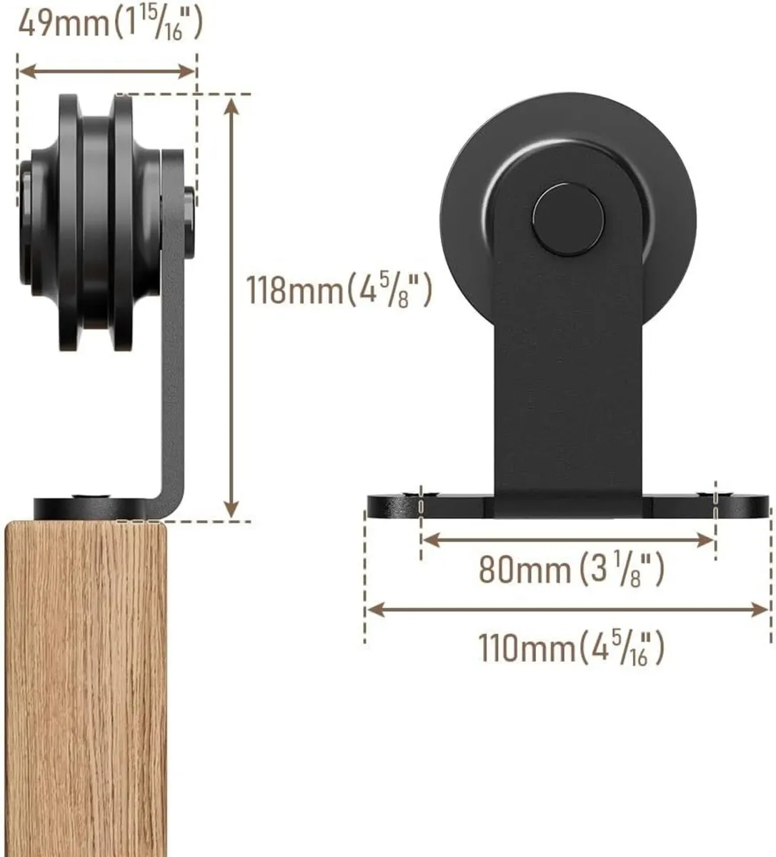 11FT Sliding Barn Wood Door Closet Hardware - Image 2
