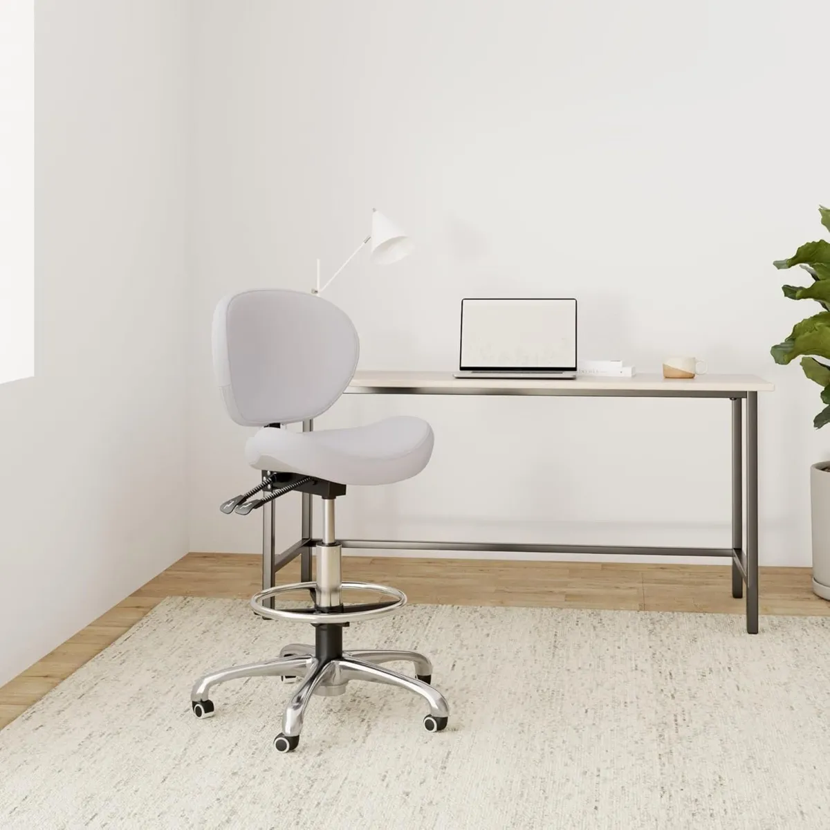 Adjustable Stools Drafting Chair with Backrest - Image 2
